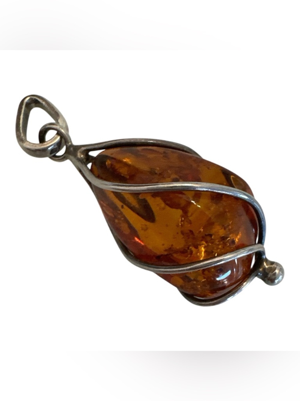 Stunning Amber & .925 Silver Necklace Pendant
